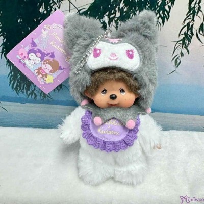 244478 Monchhichi x Kuromi 17cm Keychain Mascot ~ 244478 Monchhichi x Kuromi 17cm Keychain Mascot ~