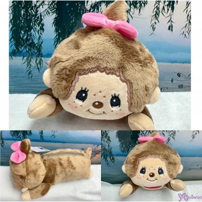35781 Monchhichi Zipper Plushy Stationery Case Big Head Girl 35781 Monchhichi Zipper Plushy Stationery Case Big Head Girl