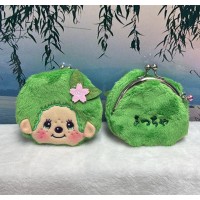 56843 Monchhichi 10 x 10cm Plush Coin Bag with Buckle - Green Boy ~ NEW 56843 Monchhichi 10 x 10cm Plush Coin Bag with Buckle - Green Boy ~ NEW