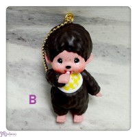 787579-B Monchhichi 5cm Hard Plastic Keychain Mascot Yellow Bib Boy