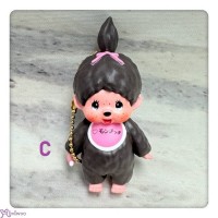 787579-C Monchhichi 5cm Hard Plastic Keychain Mascot Pink Bib Girl 