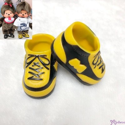 Monchhichi S Size Doll Shoes Plastic Sneaker Black & Brown XA57-B
