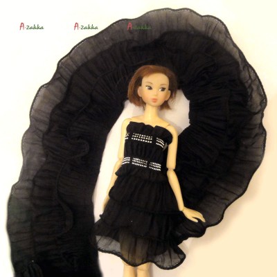 NDA205BLK 1/6 Bjd Dress 3 Layer Chiffon Lace Trim Tape 8cm Black NDA205BLK 1/6 Bjd Dress 3 Layer Chiffon Lace Trim Tape 8cm Black