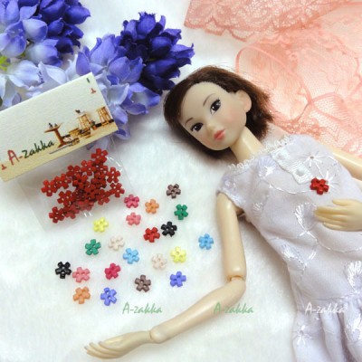 NDB008RED Doll Dress DIY Sewing Tiny Button Flower 6.5mm Red NDB008RED Doll Dress DIY Sewing Tiny Button Flower 6.5mm Red