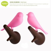 QL10067-PINK QUALY Houseware Sparrow Bird Wall Hook Hanger QL10067-PINK QUALY Houseware Sparrow Bird Wall Hook Hanger