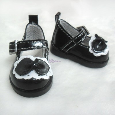 Yo-SD bjd Doll Leeke PU Leather Buckle Bow Shoes Black SHU046BLK Yo-SD bjd Doll Leeke PU Leather Buckle Bow Shoes Black SHU046BLK