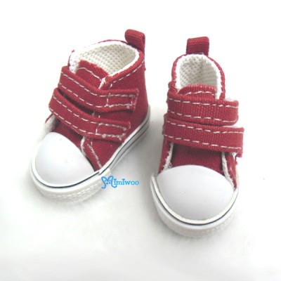 SHU051RED Yo-SD bjd Doll Shoes 2 Strap Denim Boots Red