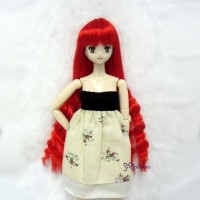 WM27-SL-RD 3.5"-4" Long Wavy Braids Heat Resistant Doll Wig Red